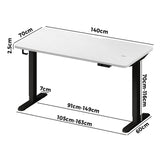 Oikiture Standing Desk Wireless Charging Single Motor 140CM Black&White - Side View