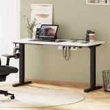 Oikiture Standing Desk Wireless Charging Single Motor 140CM Black&White - Close-Up Angle