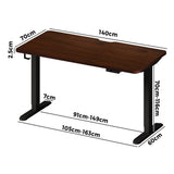 Oikiture Standing Desk Wireless Charging Single Motor 140CM Black&Walnut