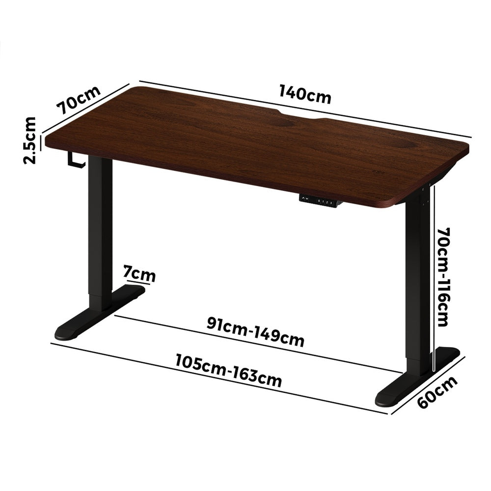 Oikiture Standing Desk Wireless Charging Single Motor 140CM Black&Walnut