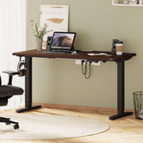 Oikiture Standing Desk Wireless Charging Single Motor 140CM Black&Walnut - Low Angle