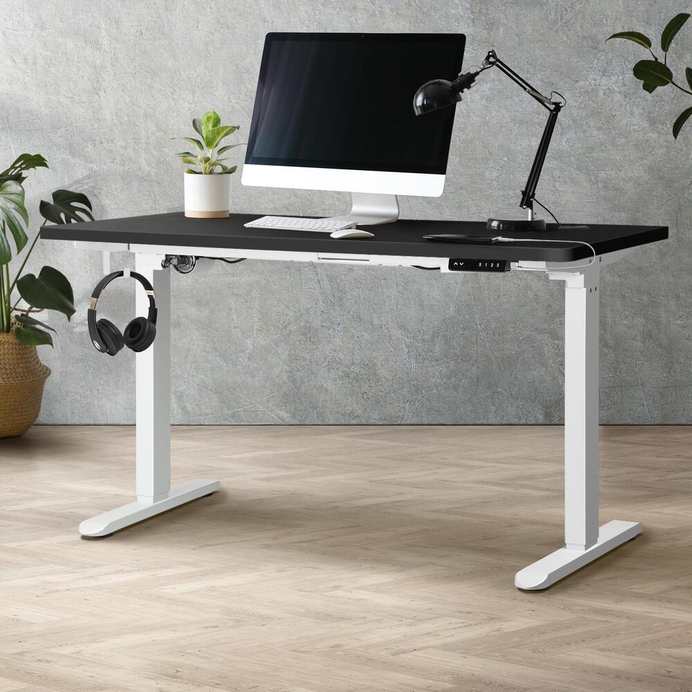 Oikiture Standing Desk Adjustable Motorised 120cm White&Black