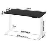 Oikiture Standing Desk Adjustable Motorised 120cm White&Black - Front View