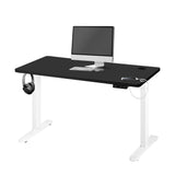 Oikiture Standing Desk Adjustable Motorised 120cm White&Black - 45-Degree Angle