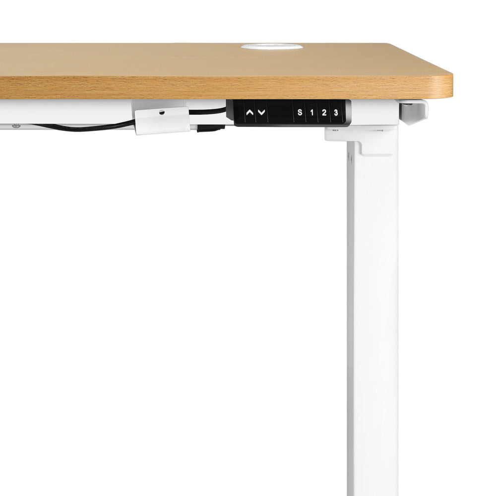 Oikiture Standing Desk Adjustable Motorised 120cm White&Oak