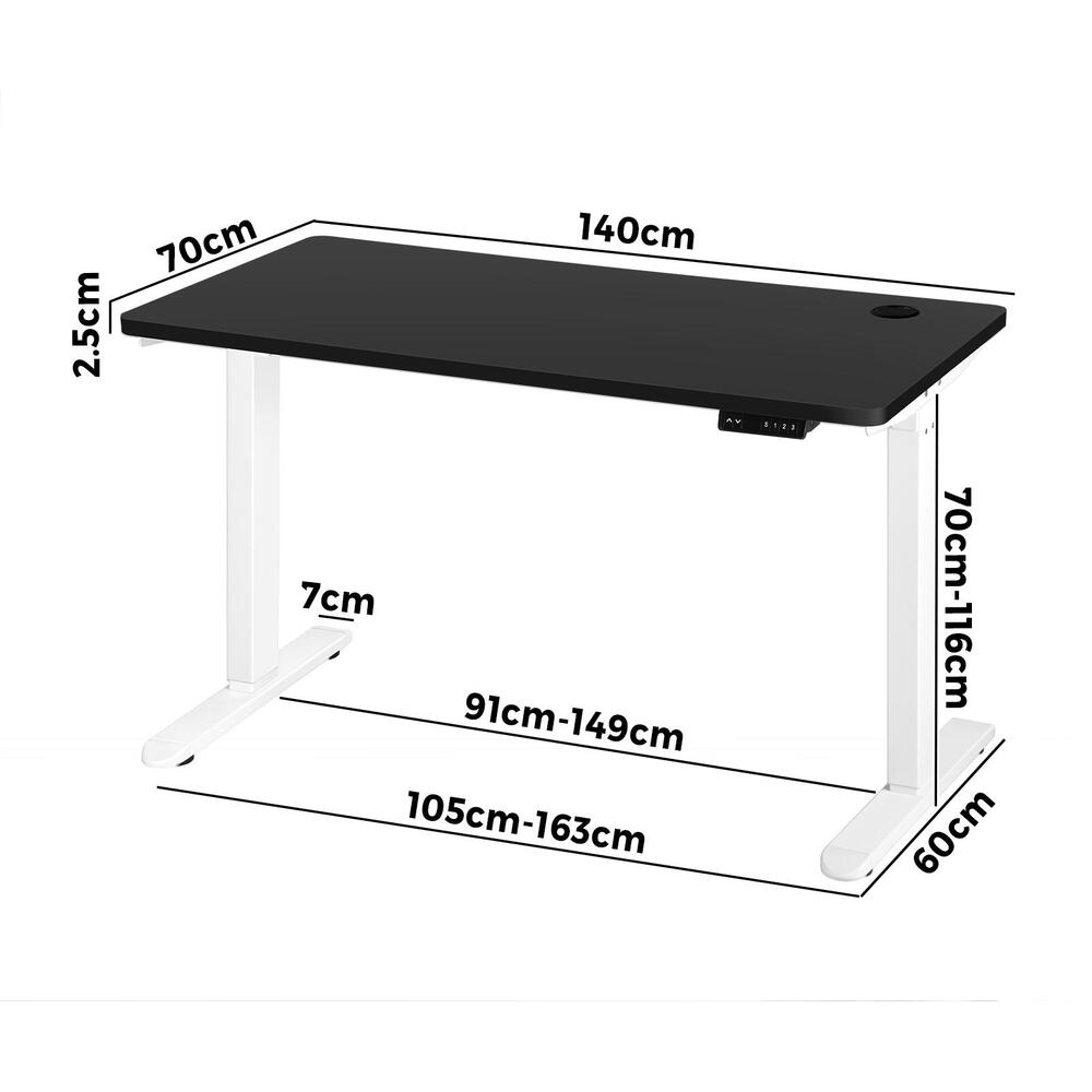 Oikiture Standing Desk Adjustable Motorised 140cm White&Black