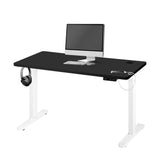 Oikiture Standing Desk Adjustable Motorised 140cm White&Black - 45-Degree Angle