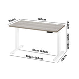 Oikiture 140cm Electric Standing Desk Single Motor White&Grey-Oak
