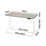 Oikiture 140cm Electric Standing Desk Single Motor White&Grey-Oak - 45-Degree Angle