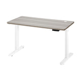 Oikiture 140cm Electric Standing Desk Single Motor White&Grey-Oak - Front View