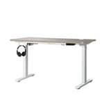 Oikiture 140cm Electric Standing Desk Single Motor White&Grey-Oak