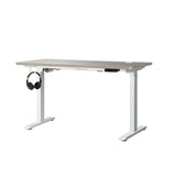 Oikiture 140cm Electric Standing Desk Single Motor White&Grey-Oak - Top-Down View