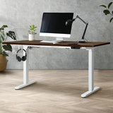 Oikiture Standing Desk Adjustable Motorised 140cm White&Walnut - Front View