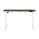 Oikiture Standing Desk Adjustable Motorised 140cm White&Walnut - Top-Down View