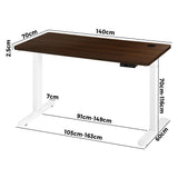 Oikiture Standing Desk Adjustable Motorised 140cm White&Walnut