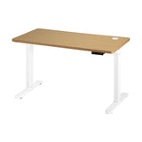 Oikiture Standing Desk Adjustable Motorised 150cm White&Oak - Close-Up Angle