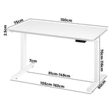 Oikiture Standing Desk Adjustable Motorised 150 White