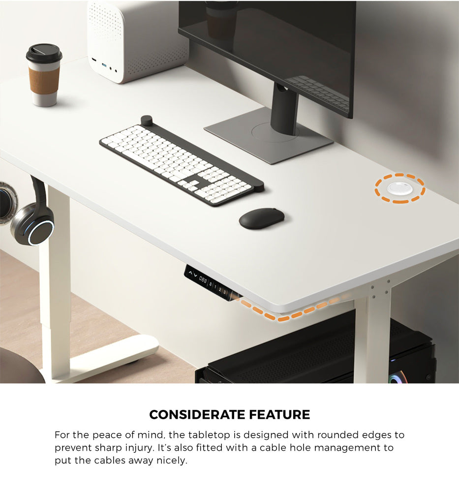 Oikiture Standing Desk Adjustable Motorised 150 White