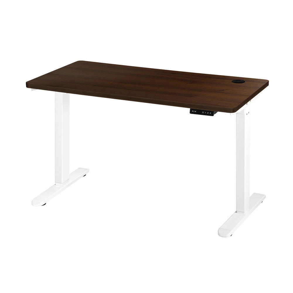 Oikiture Standing Desk Adjustable Motorised 150cm White&Walnut