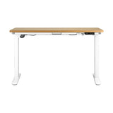 OIKITURE Sit Stand Desk Motorised Adjustable 160cm White&Oak