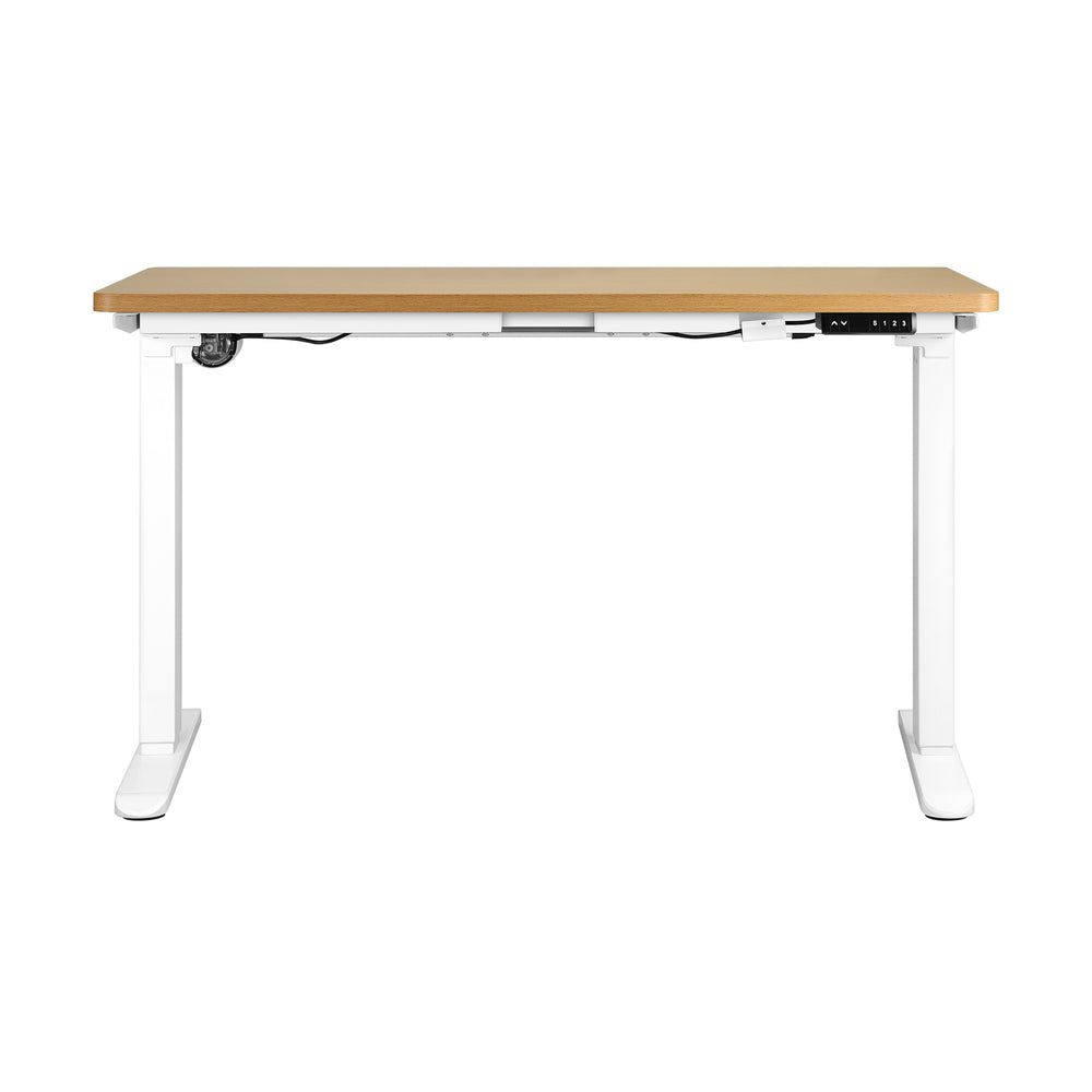 OIKITURE Sit Stand Desk Motorised Adjustable 160cm White&Oak