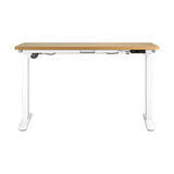 OIKITURE Sit Stand Desk Motorised Adjustable 160cm White&Oak - Front View