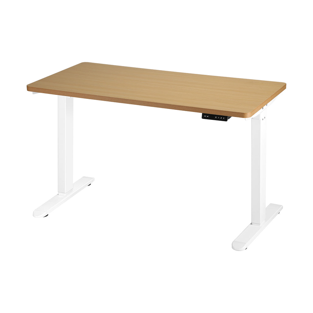 OIKITURE Sit Stand Desk Motorised Adjustable 160cm White&Oak