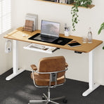 Oikiture 160cm Standing Desk With Drawer Motorized Adjustable White