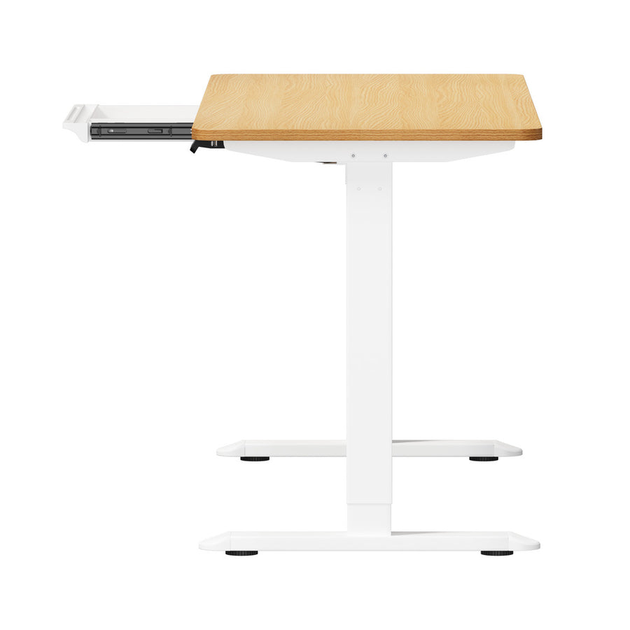Oikiture 160cm Standing Desk With Drawer Motorized Adjustable White