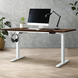 OIKITURE Sit Stand Desk Motorised Adjustable 160cm White&Walnut