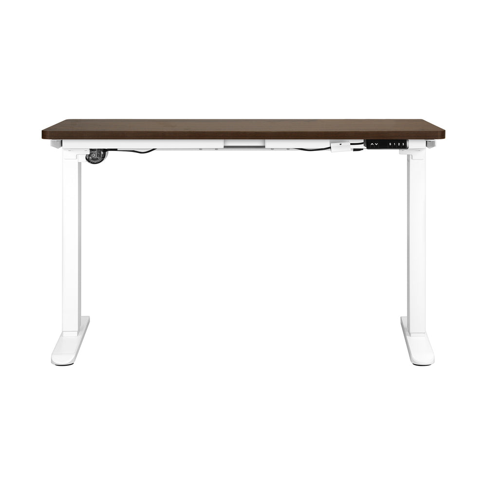 OIKITURE Sit Stand Desk Motorised Adjustable 160cm White&Walnut