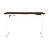 OIKITURE Sit Stand Desk Motorised Adjustable 160cm White&Walnut