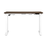 OIKITURE Sit Stand Desk Motorised Adjustable 160cm White&Walnut - Top-Down View