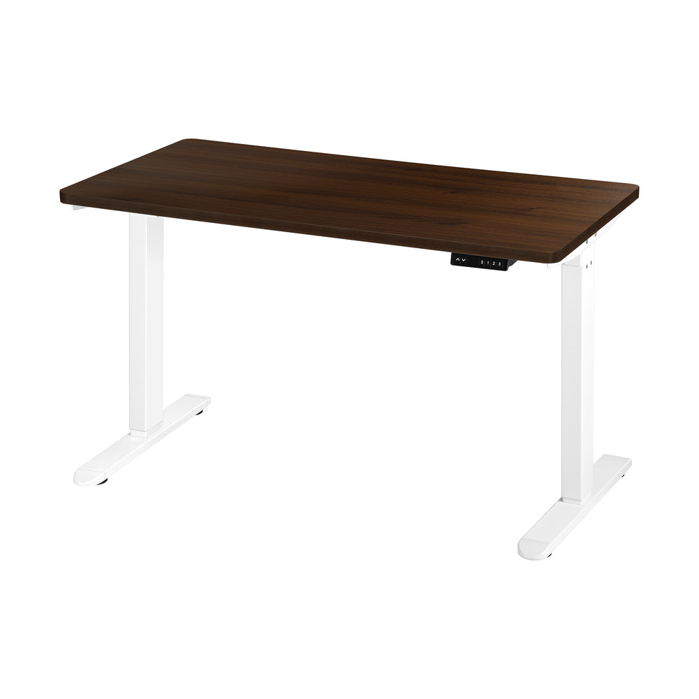 OIKITURE Sit Stand Desk Motorised Adjustable 160cm White&Walnut