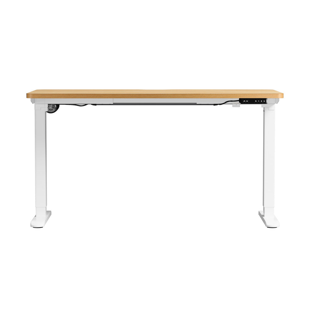 Oikiture Standing Desk Wireless Charging Single Motor 140CM White&Oak
