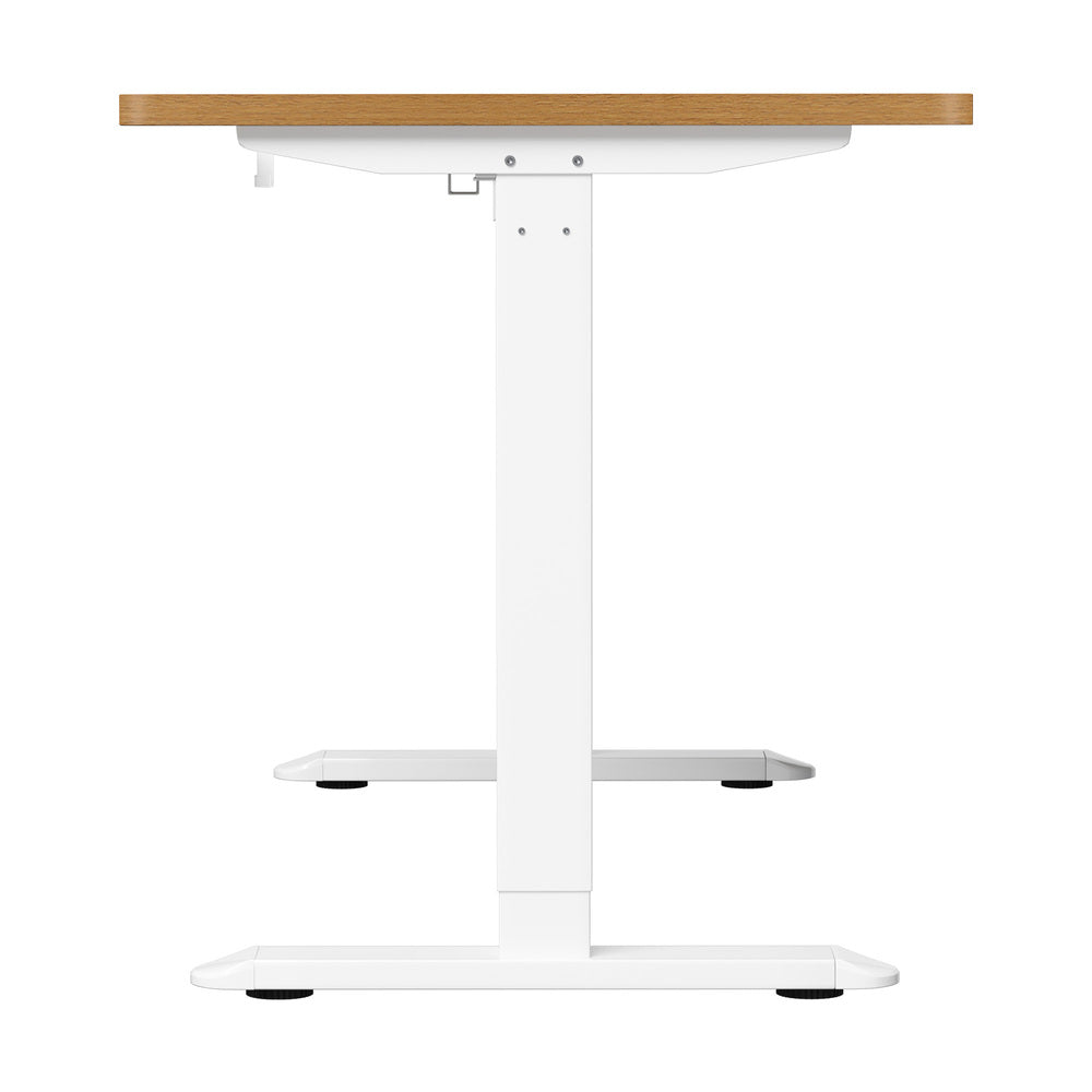 Oikiture Standing Desk Wireless Charging Single Motor 140CM White&Oak