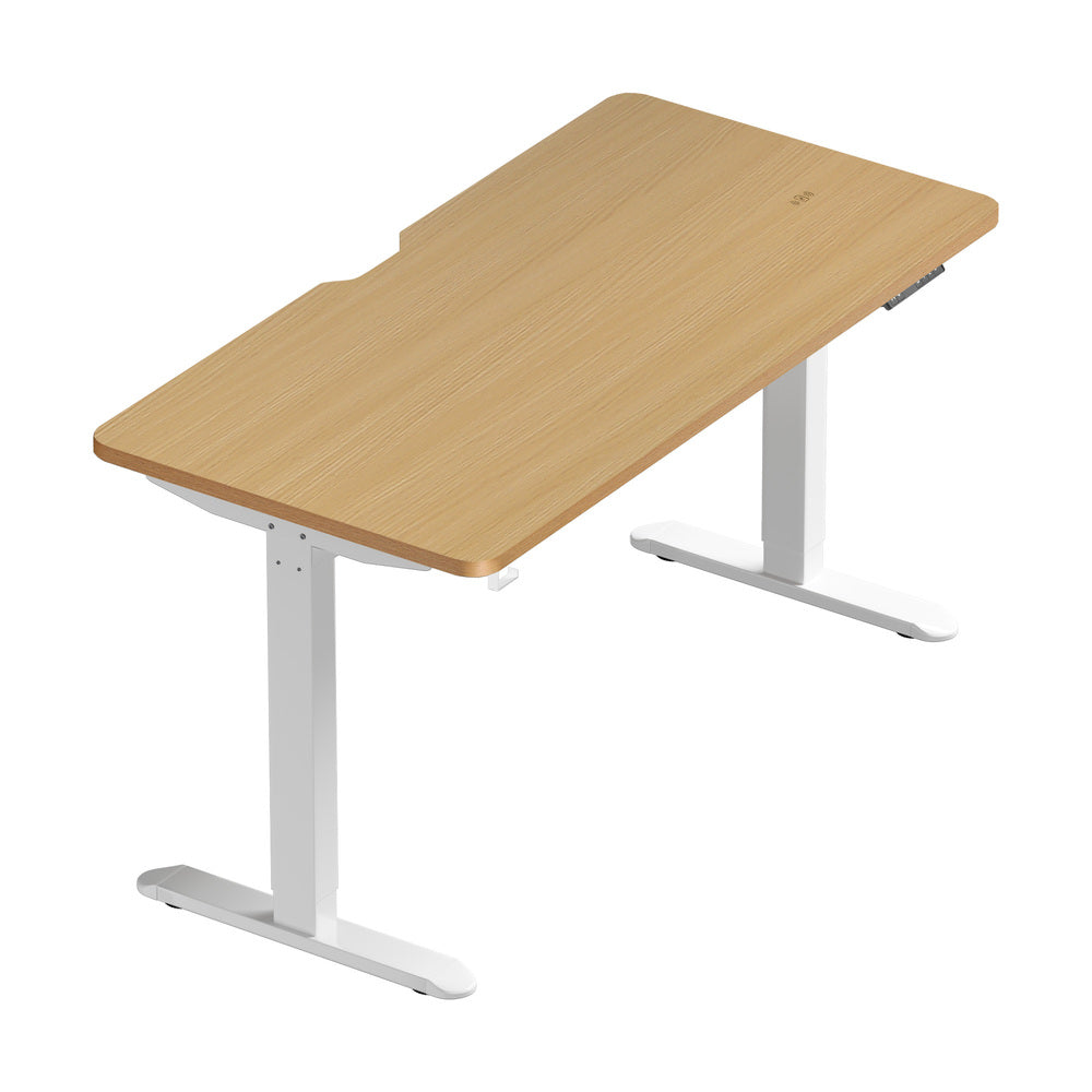 Oikiture Standing Desk Wireless Charging Single Motor 140CM White&Oak