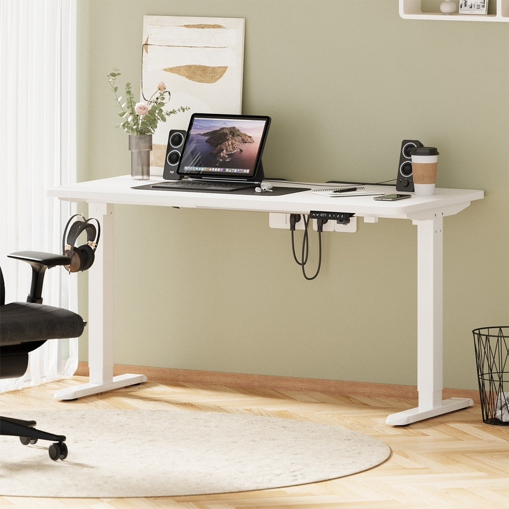 Oikiture Standing Desk Wireless Charging Single Motor 140CM White