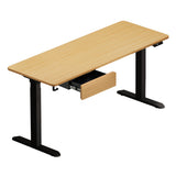 Oikiture 160cm Electric Standing Desk with Drawer Adjustable Oak Black
