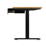 Oikiture 160cm Electric Standing Desk with Drawer Adjustable Oak Black - 45-Degree Angle
