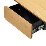 Oikiture 160cm Electric Standing Desk with Drawer Adjustable Oak Black - Front View