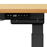 Oikiture 160cm Electric Standing Desk with Drawer Adjustable Oak Black - Low Angle