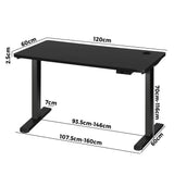Oikiture Standing Desk Dual Motor Adjustable 120cm Black - Front View
