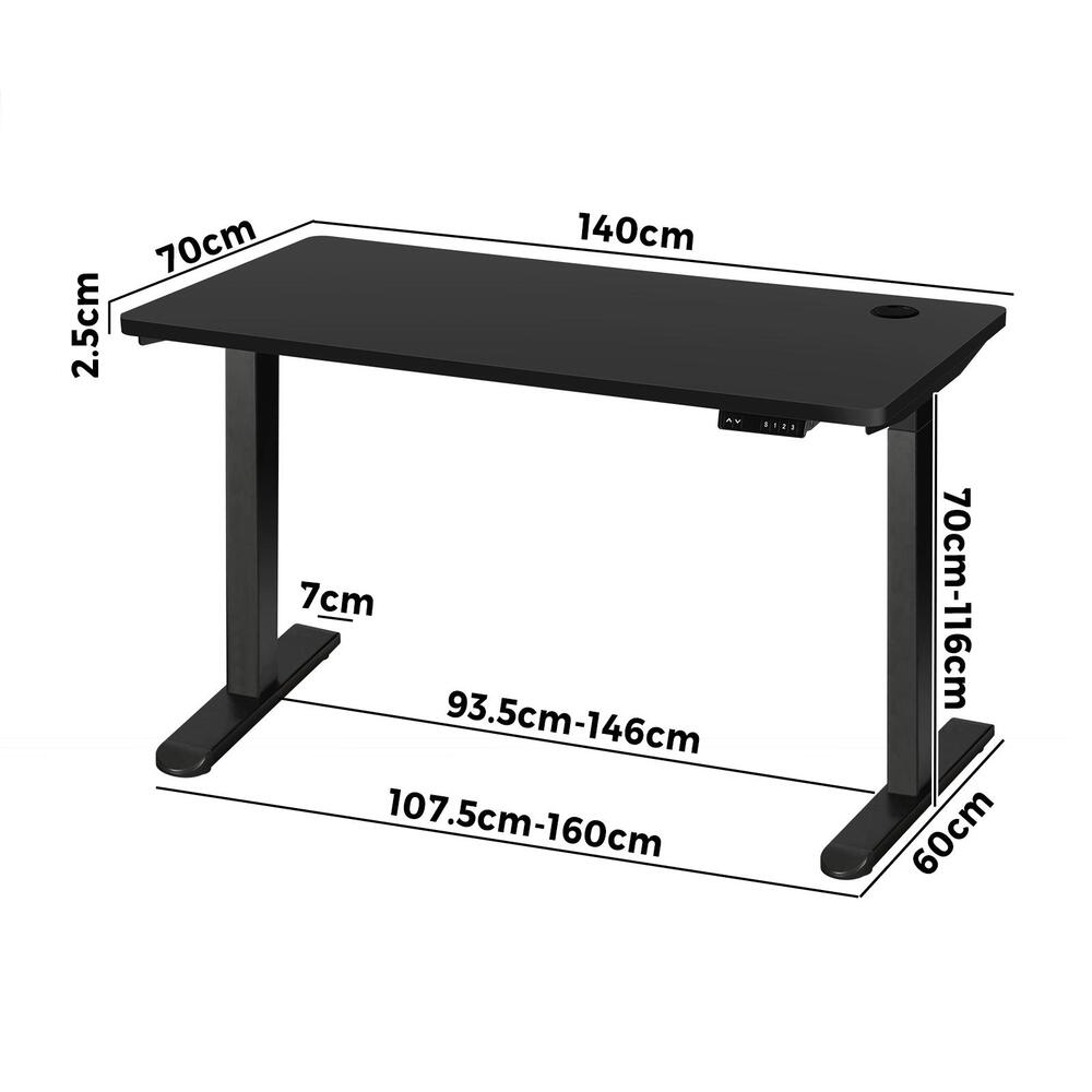 Oikiture Standing Desk Dual Motor Adjustable 140cm Black