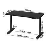 Oikiture Standing Desk Dual Motor Adjustable 140cm Black - Close-Up Angle