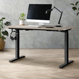 Oikiture 140cm Electric Standing Desk Dual Motor Black&Grey-Oak - Extra Image