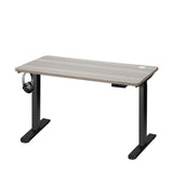 Oikiture 140cm Electric Standing Desk Dual Motor Black&Grey-Oak - Rear View