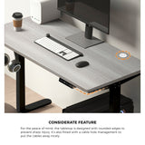Oikiture 140cm Electric Standing Desk Dual Motor Black&Grey-Oak - Extra Image