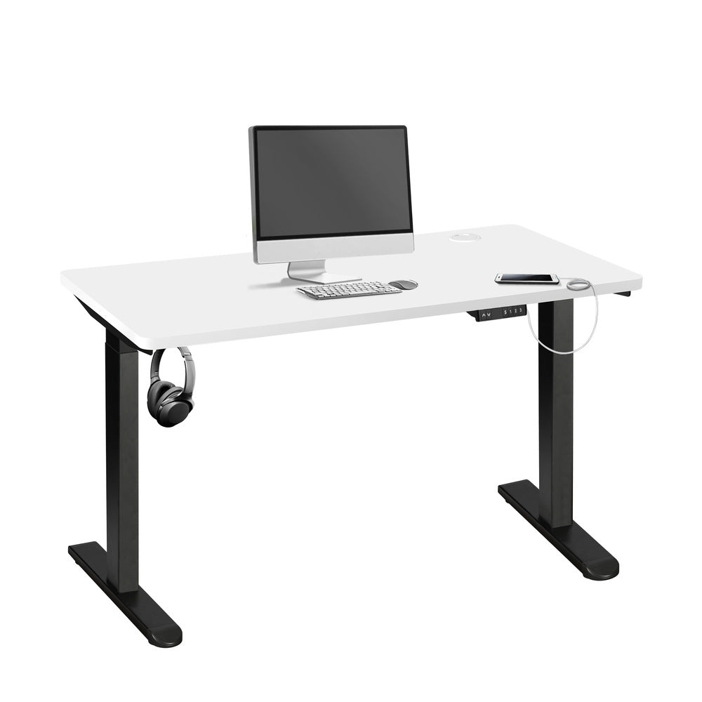 Oikiture Standing Desk Dual Motor Adjustable 140cm Black&White