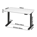 Oikiture Standing Desk Dual Motor Adjustable 140cm Black&White - 45-Degree Angle